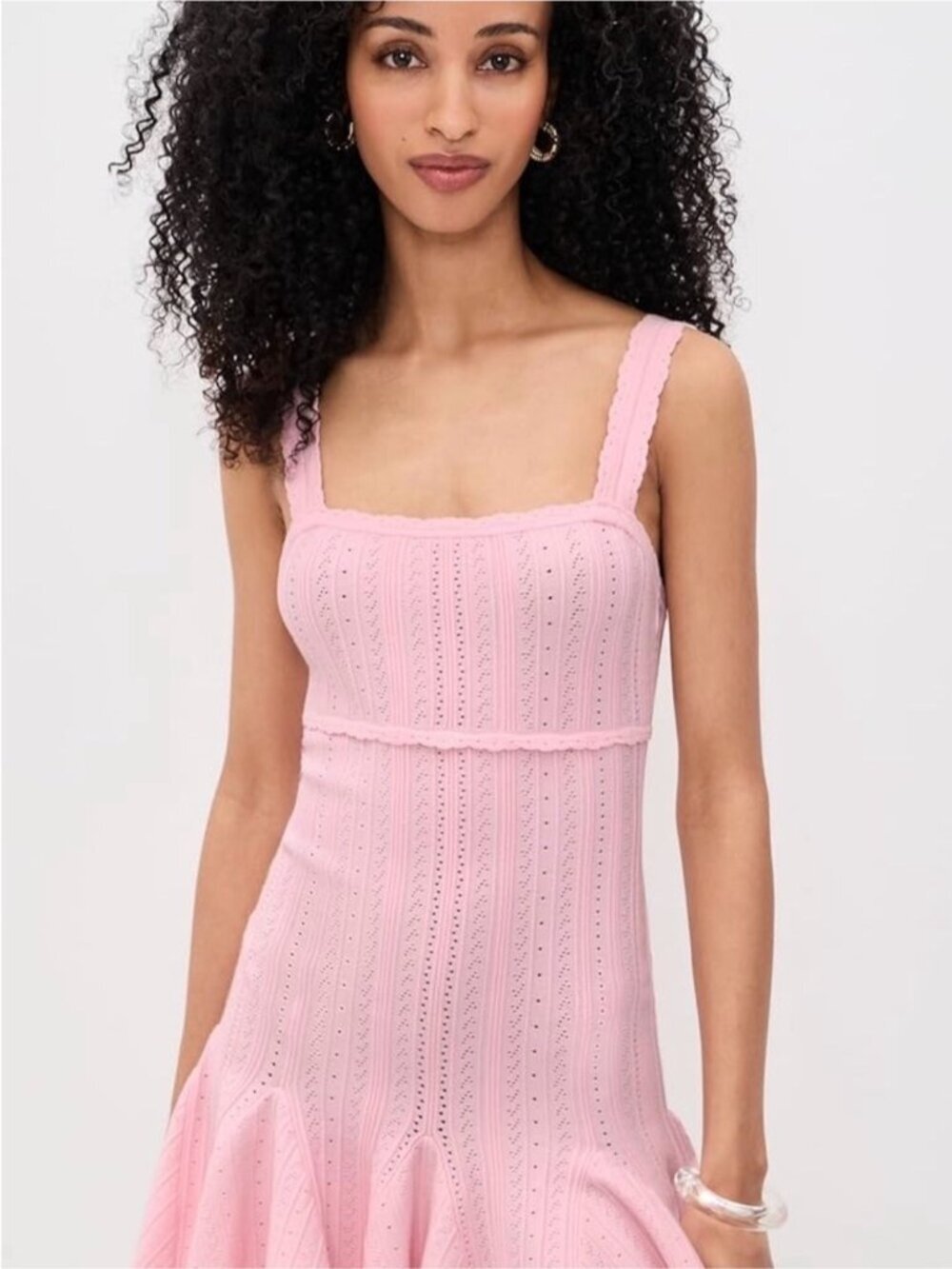 NWT Loveshackfancy Tabatha Stretch Pointelle Mini Dress Peach Sorbet Pink | XS - Picture 4 of 16